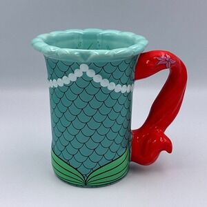 DISNEY PARKS Little Mermaid Princess Ariel Signature 3D Coffee Mug Cup Red Hair